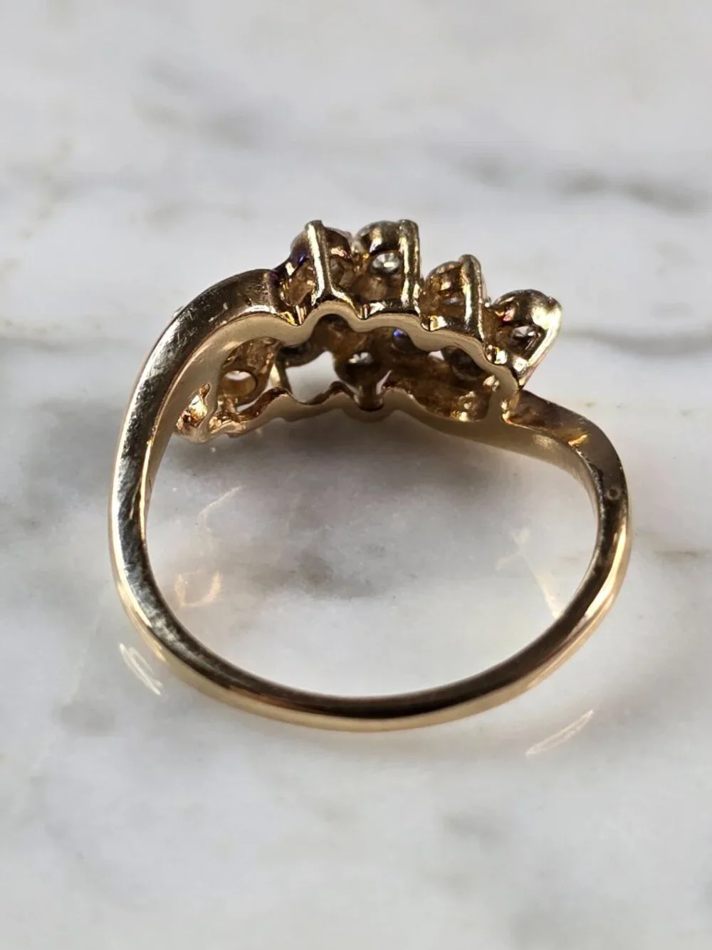 Womens Vintage Estate 14K Gold Diamond Cluster Ring 3.7g  #E7923